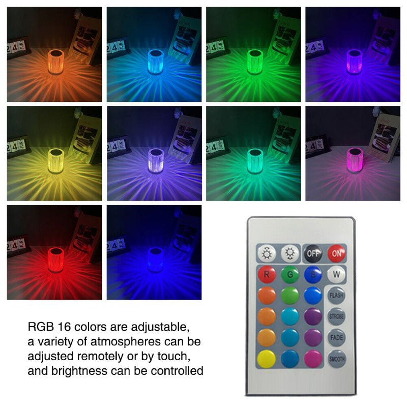 Portable USB Rechargeable RGB Lighting Crystal Touch Control Table Lamp