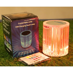 Portable USB Rechargeable RGB Lighting Crystal Touch Control Table Lamp