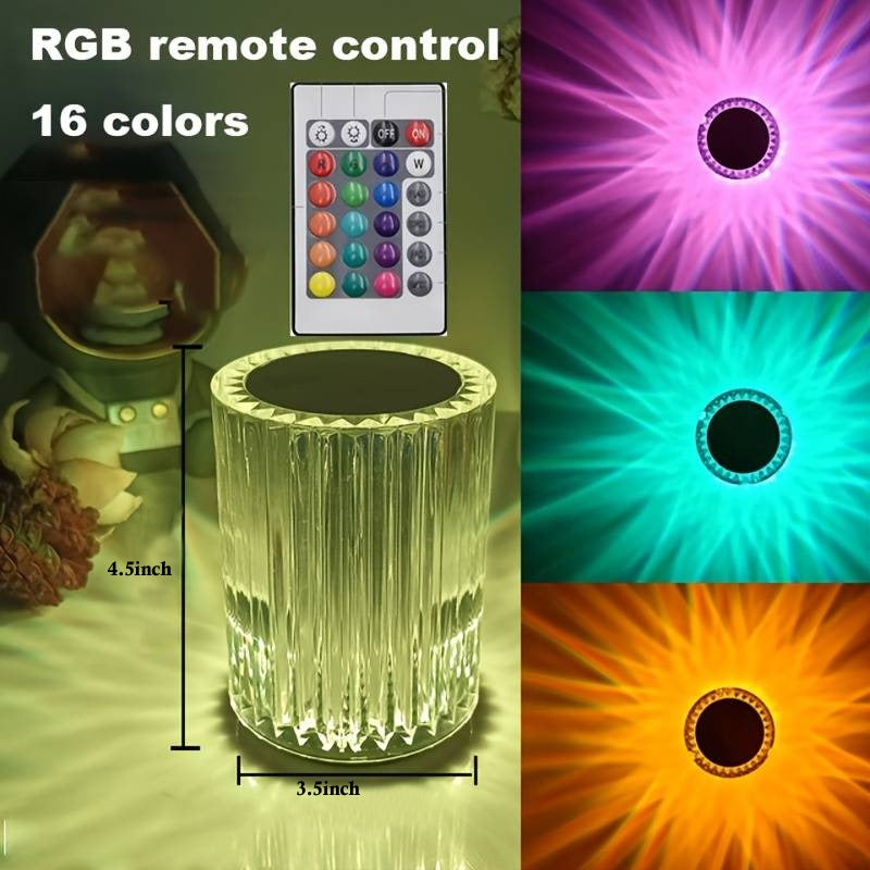 Portable USB Rechargeable RGB Lighting Crystal Touch Control Table Lamp