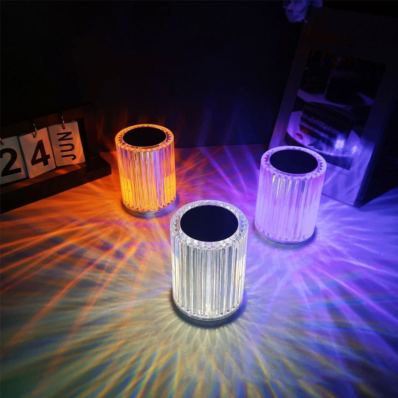Portable USB Rechargeable RGB Lighting Crystal Touch Control Table Lamp